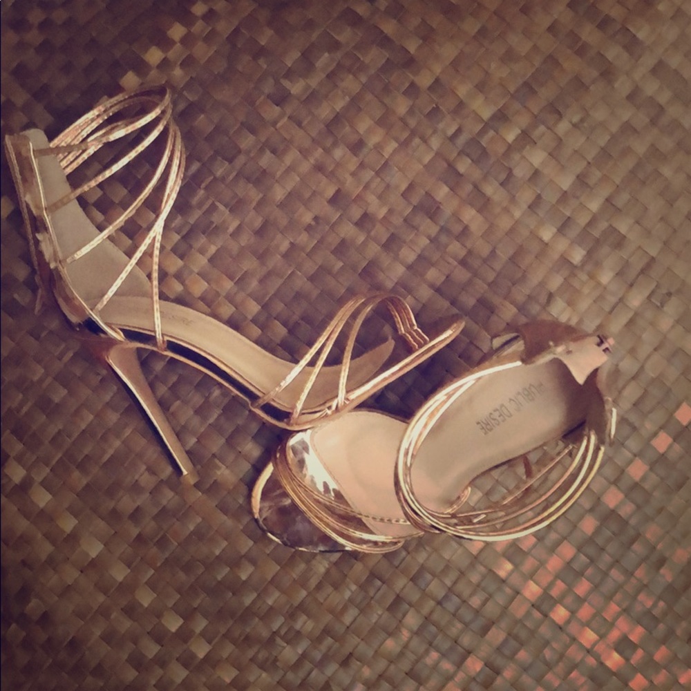 Public Desire - Rose Gold Strappy Sandals // US 6